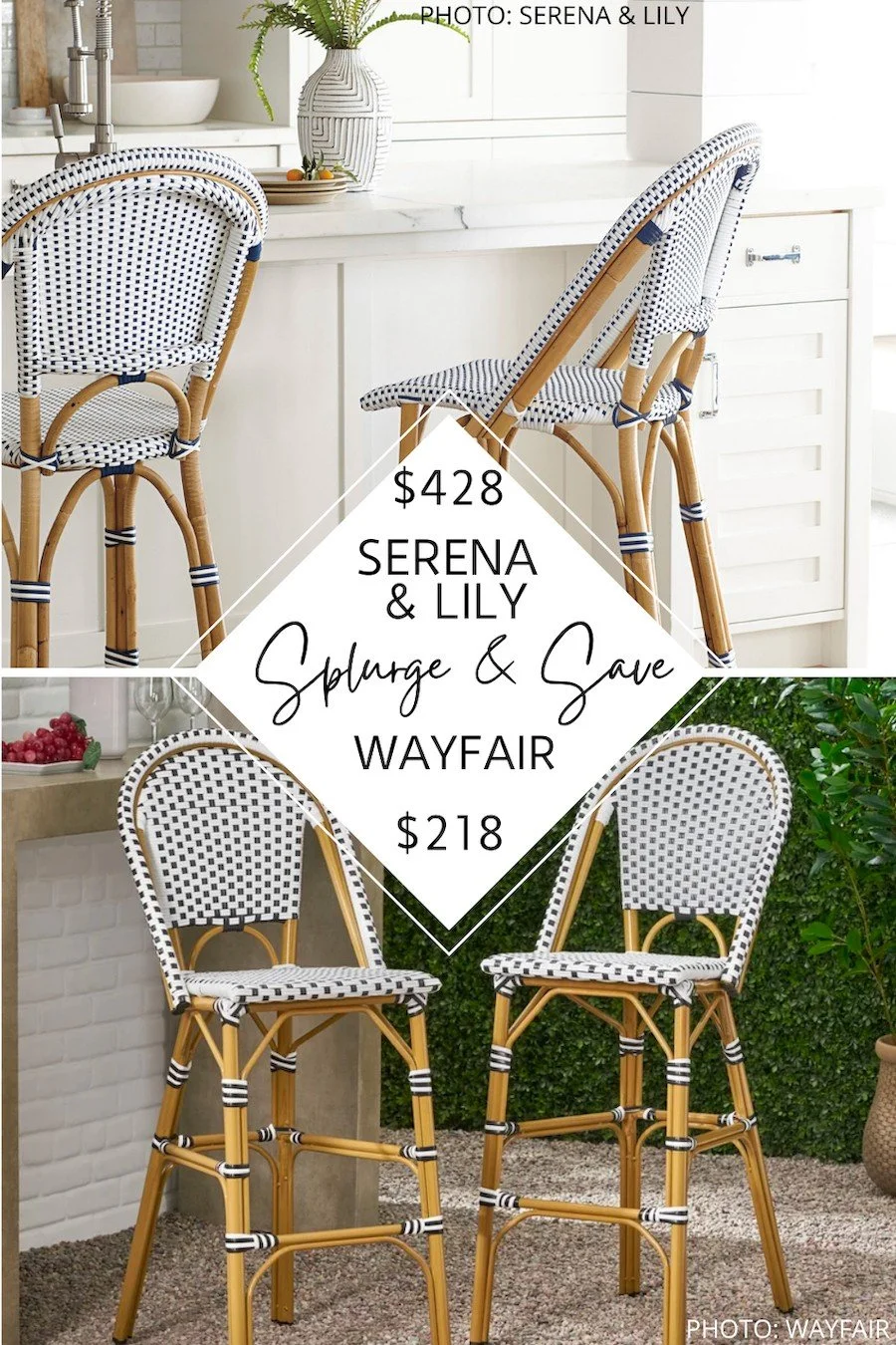 SERENA & LILY RIVIERA COUNTER AND BAR STOOL DUPE — KENDRA FOUND IT