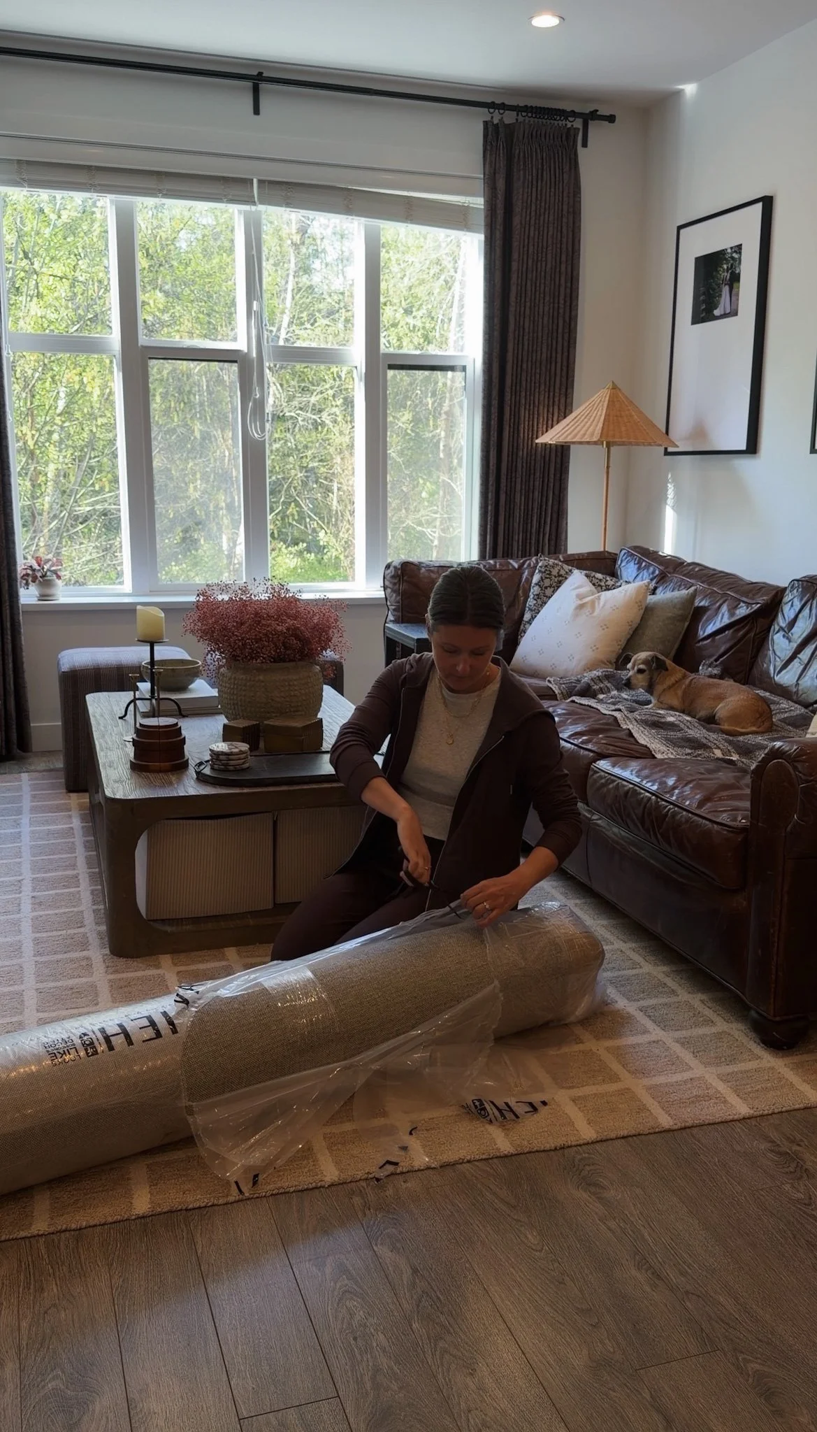 neutral rug that has a print but isn't too busy