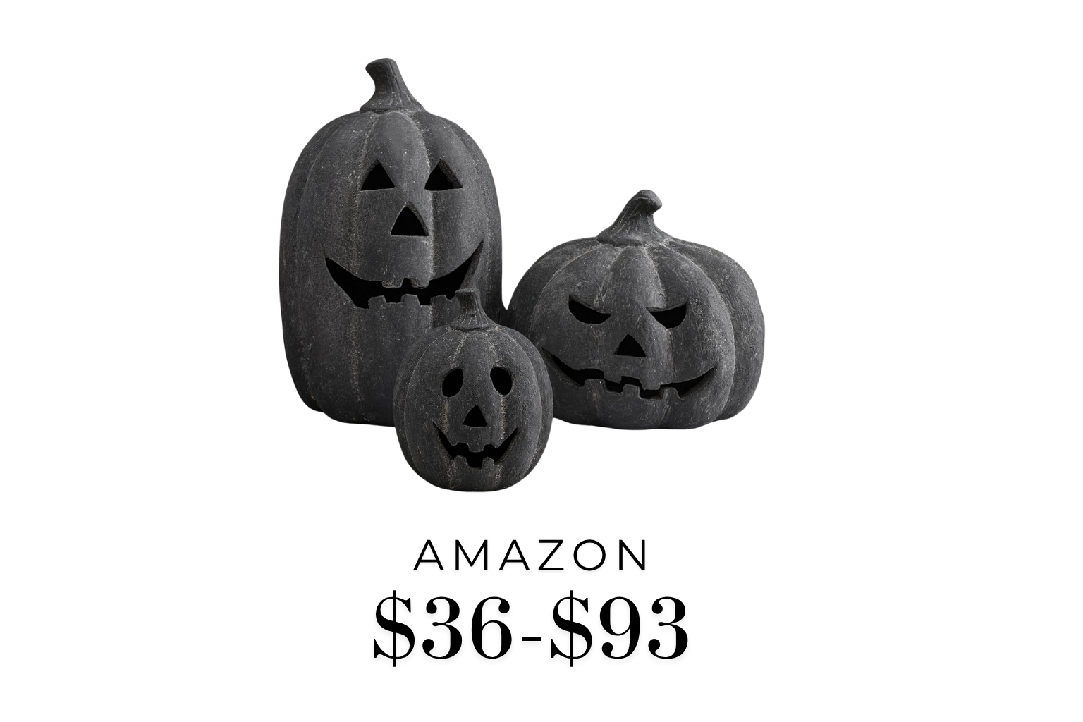 Black handmade terracotta jack-o'-lantern pumpkin, 7.5 inches, from Amazon