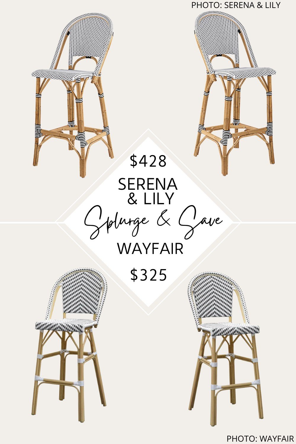 SERENA & LILY RIVIERA COUNTER AND BAR STOOL DUPE — KENDRA FOUND IT