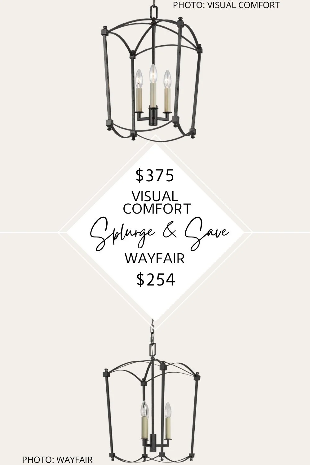 SPLURGE AND SAVE: VISUAL COMFORT THAYER LANTERN CHANDELIER DUPE ...