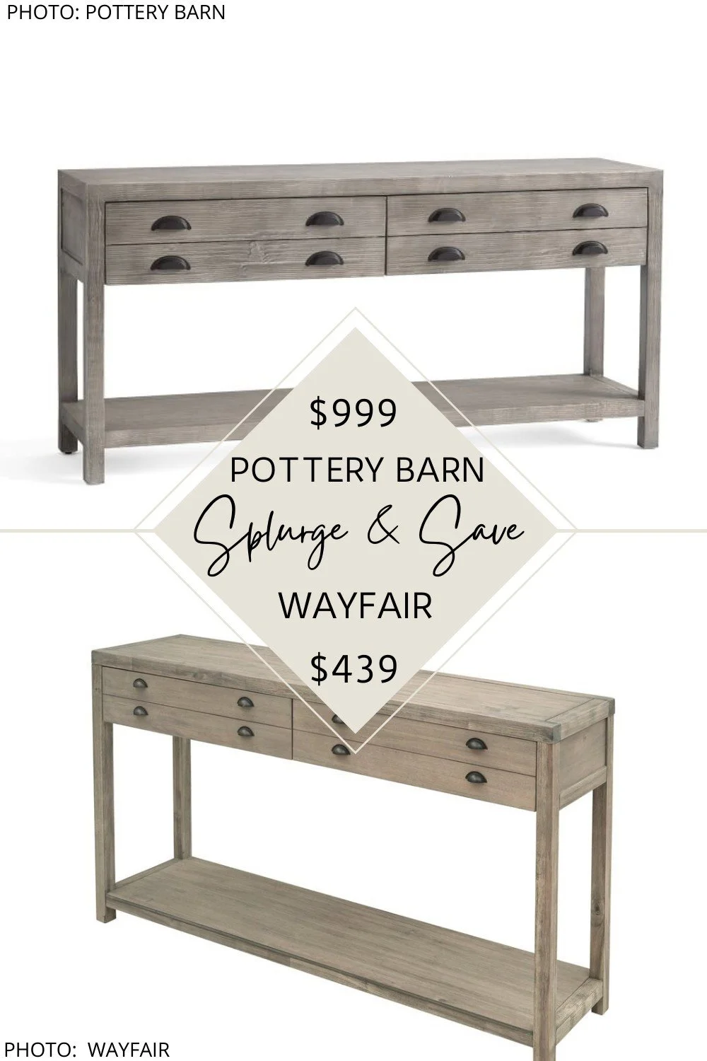 POTTERY BARN ARCHITECT'S WOOD CONSOLE DUPE — KENDRA FOUND IT