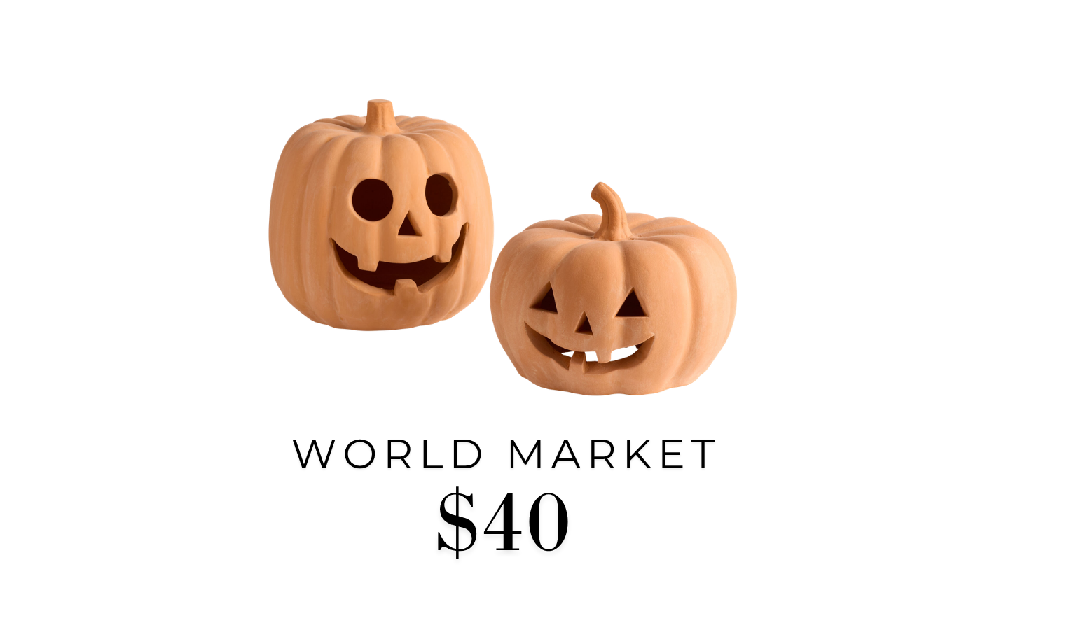 World Market terracotta jack-o'-lantern LED candle luminary, set of two, plump and tall shapes