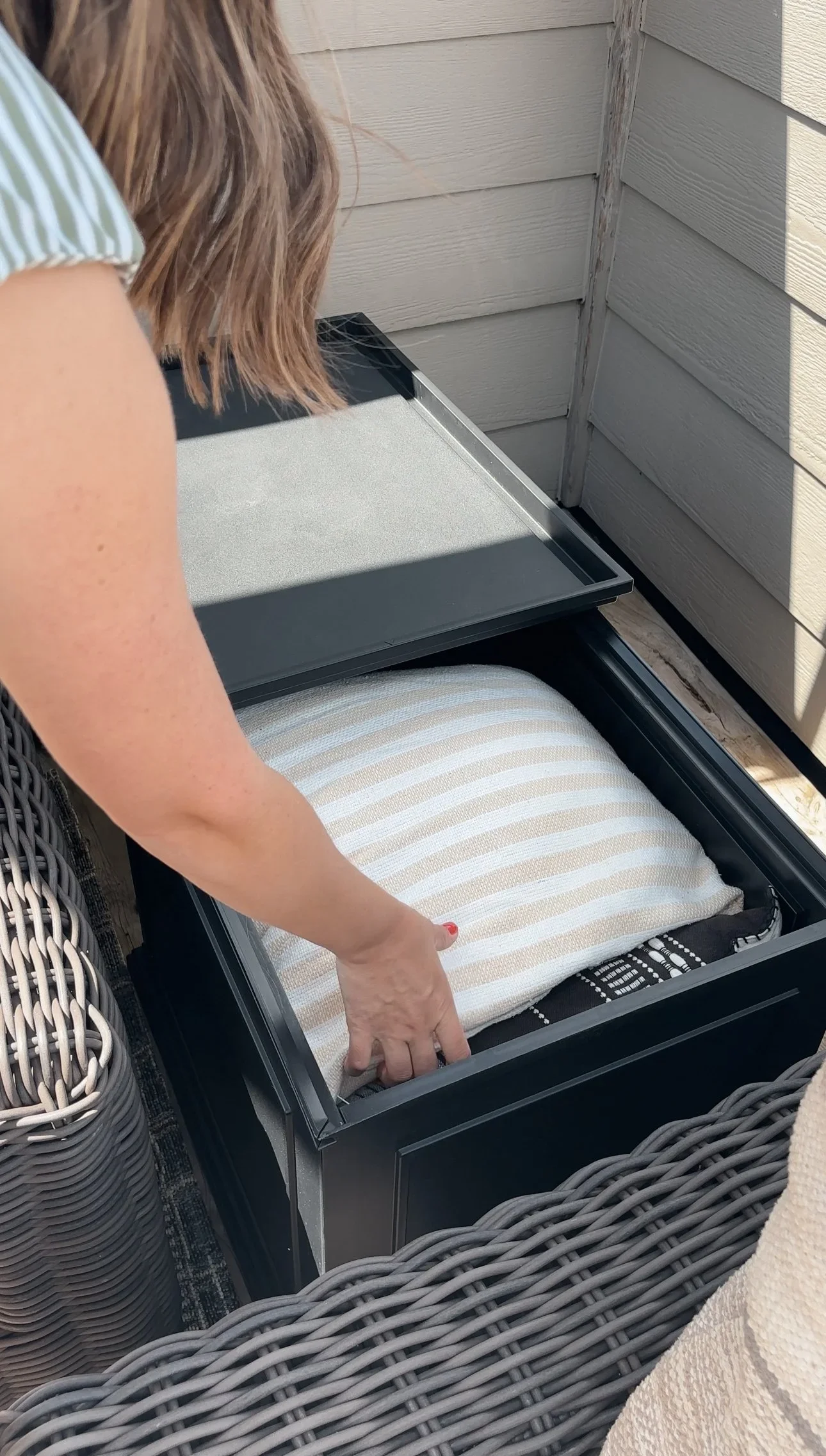 outdoor patio storage box side table