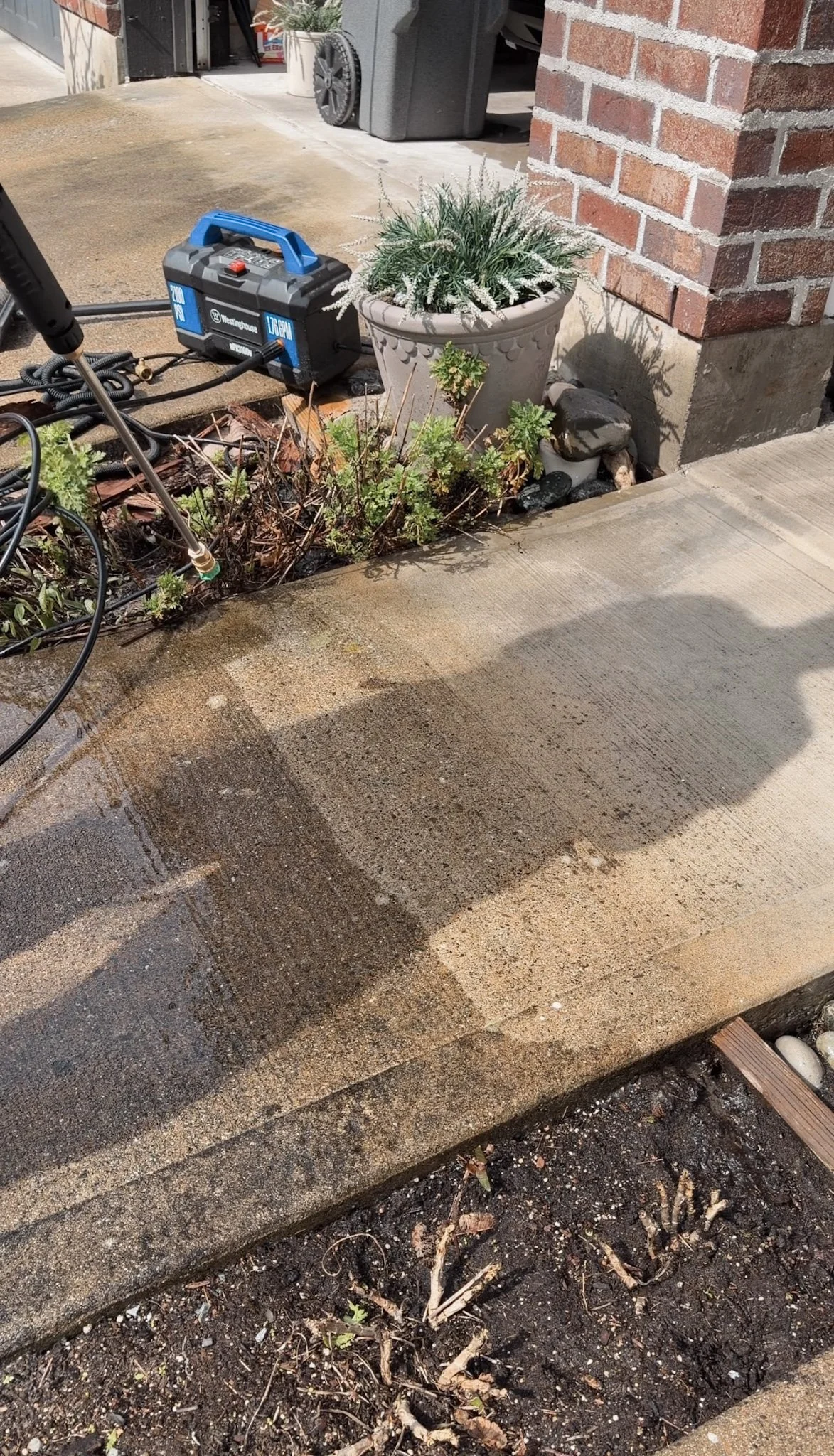 Pressure washing a deck