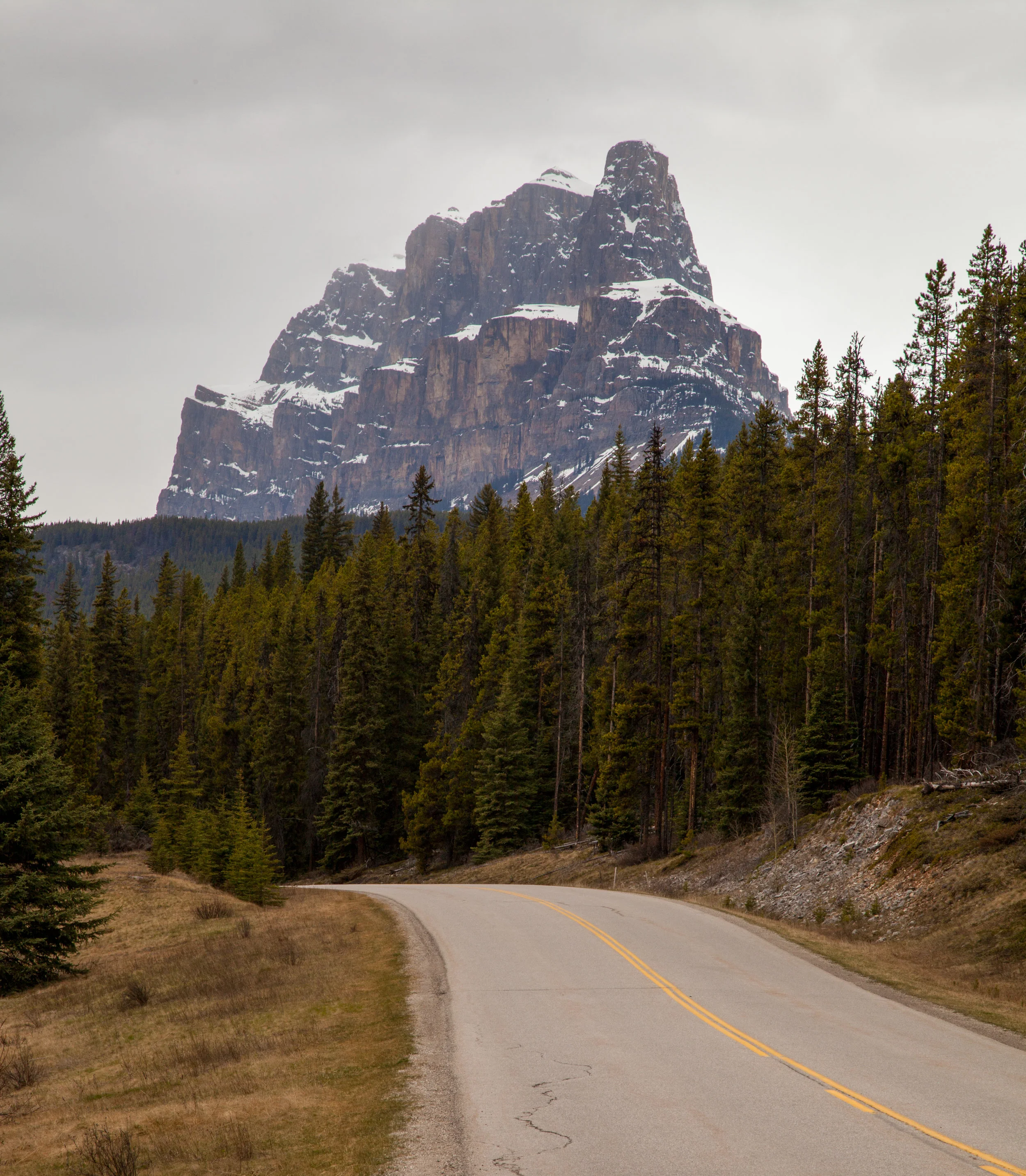 View of Castle Mountain on the Bow Valley Parkway