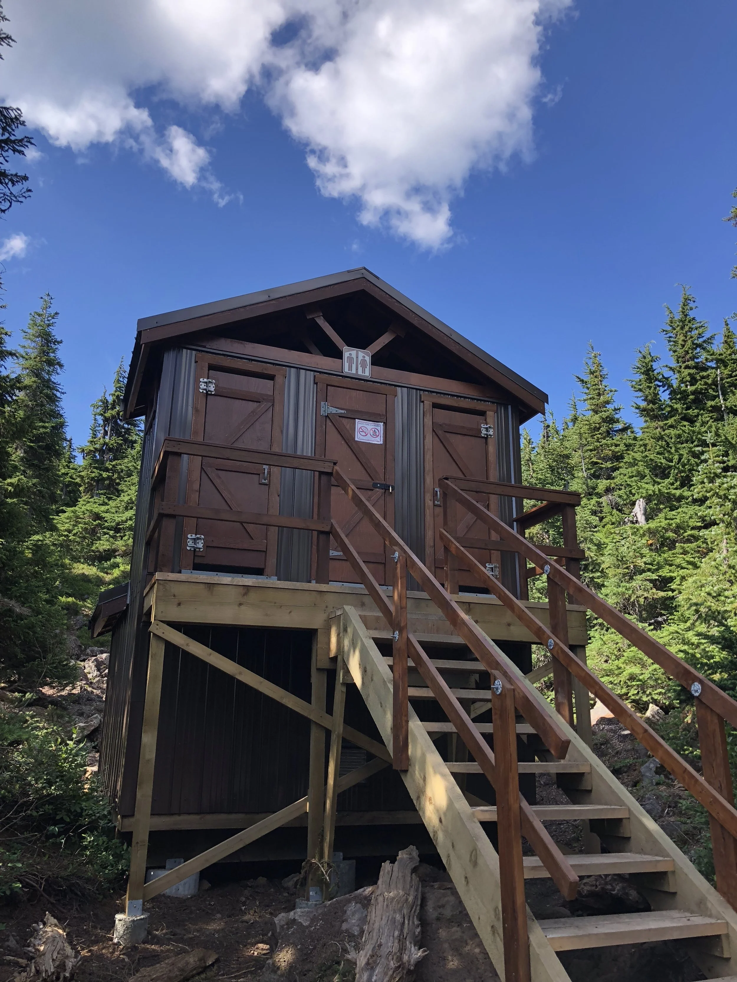 The most glamorous toilets I have seen on a backpacking trip. Photo by Doris at Garibaldi Lake.
