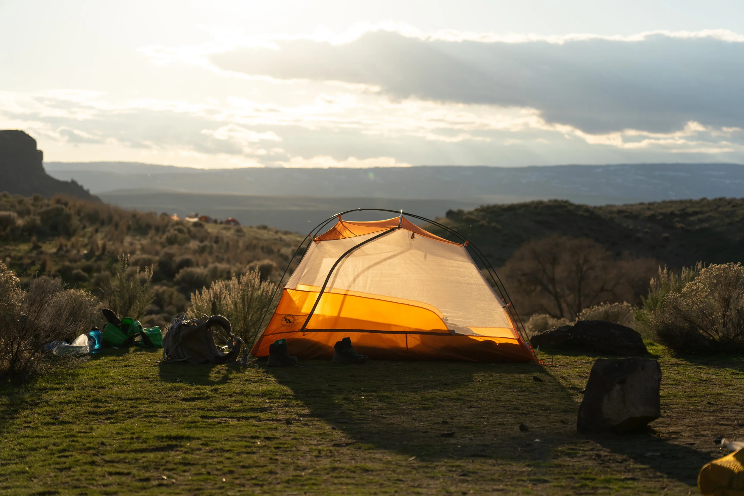 Tent at Ancient Lakes in early spring.