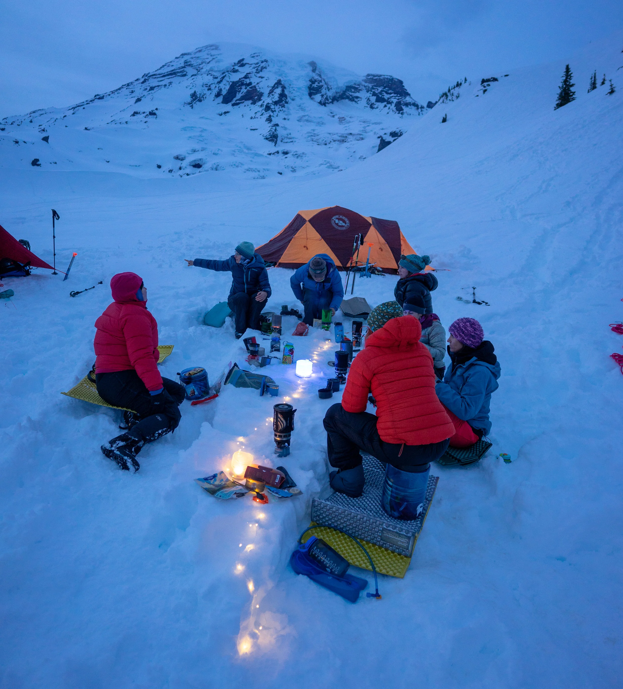 Our group at a snow camping skills trip at Mount Rainier in March.