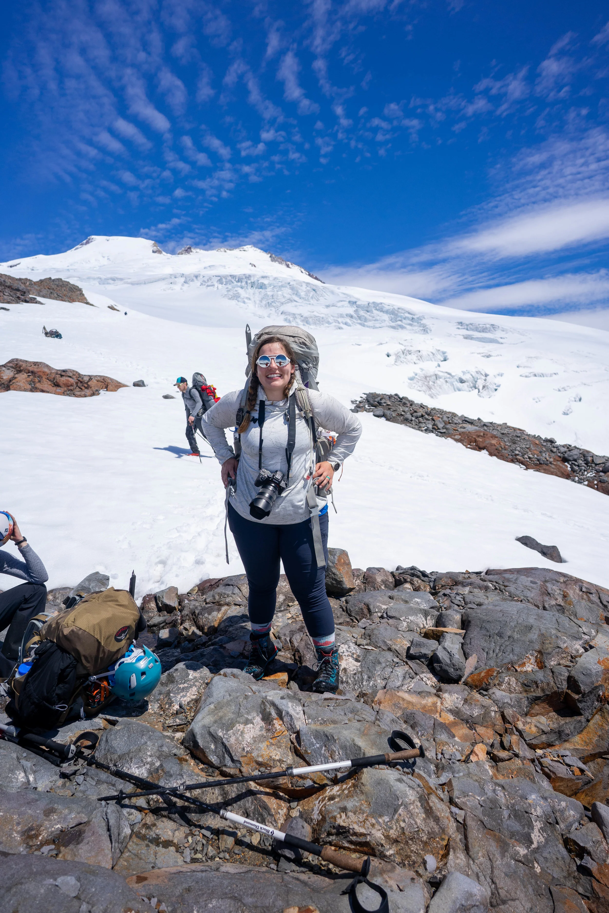 Sarina at our campsite at the base of the Glacier