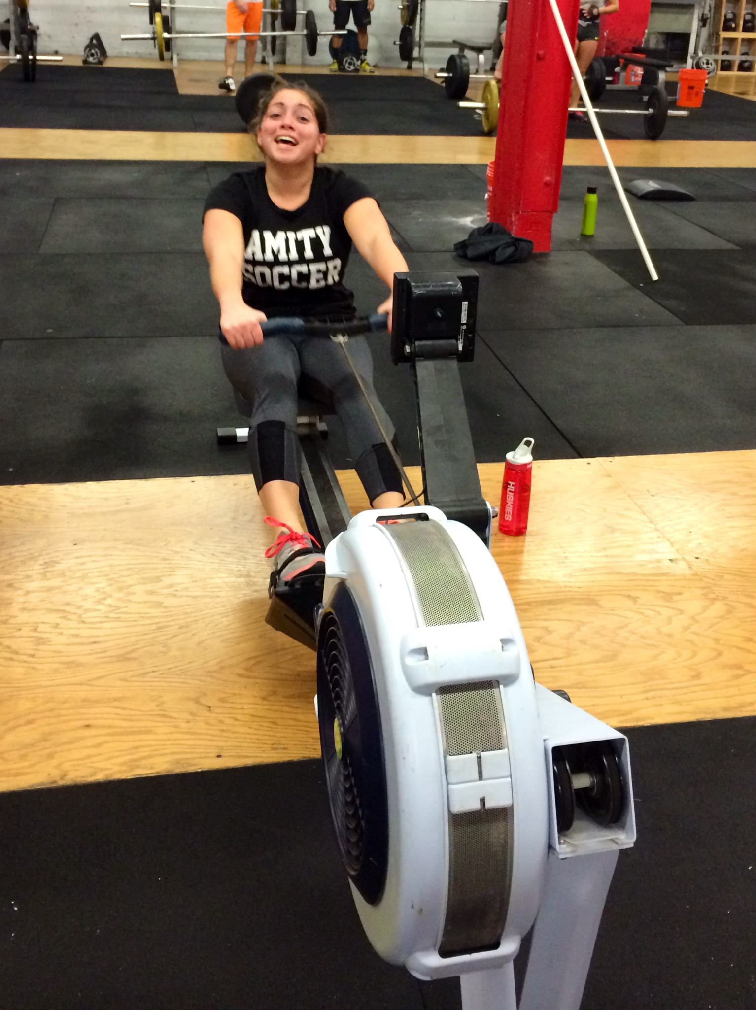 Someone is having way too much fun on the rower!