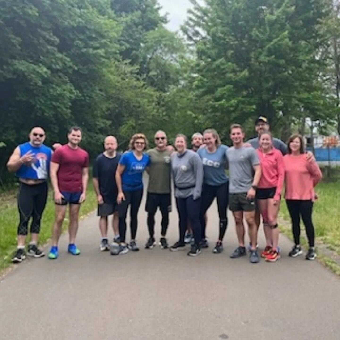 8 am crew picked up some more of the #ecf fam! Rich started Thursday and killed it, finishing his last interval with the 8 am! We are gearing up for the noon run, a little rainy but should feel good. Thank you all for your donations, we have exceedes