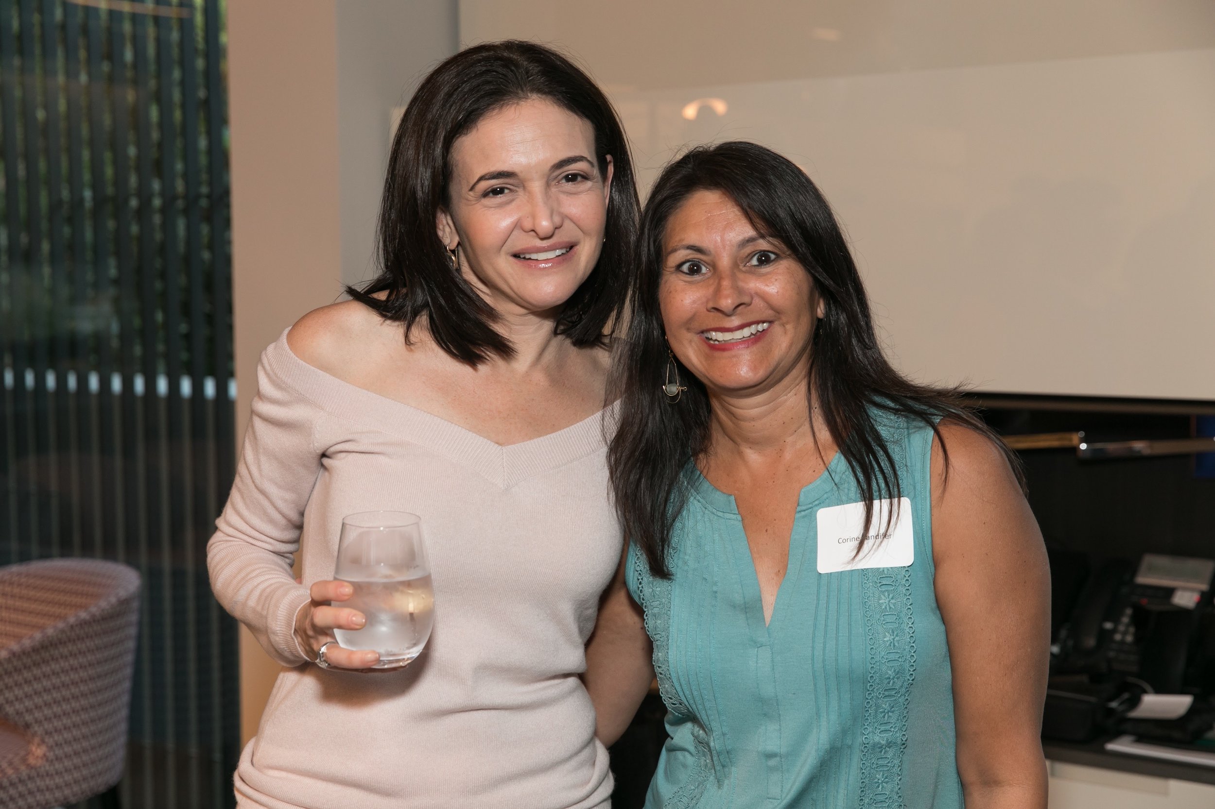 Sheryl Sandberg and an excited Corine