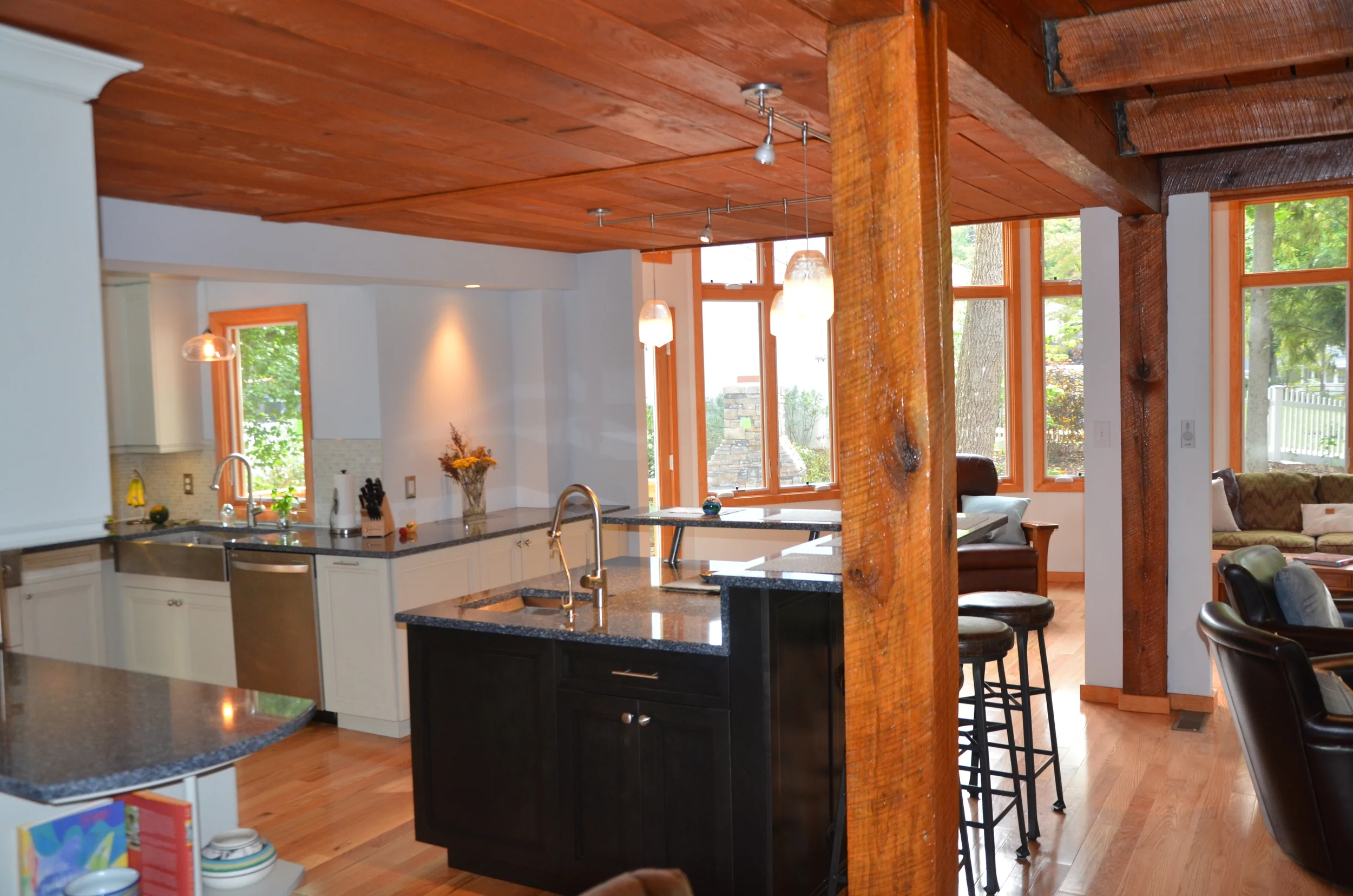 Kitchen Reno - View through kitchen to Family Room Addition