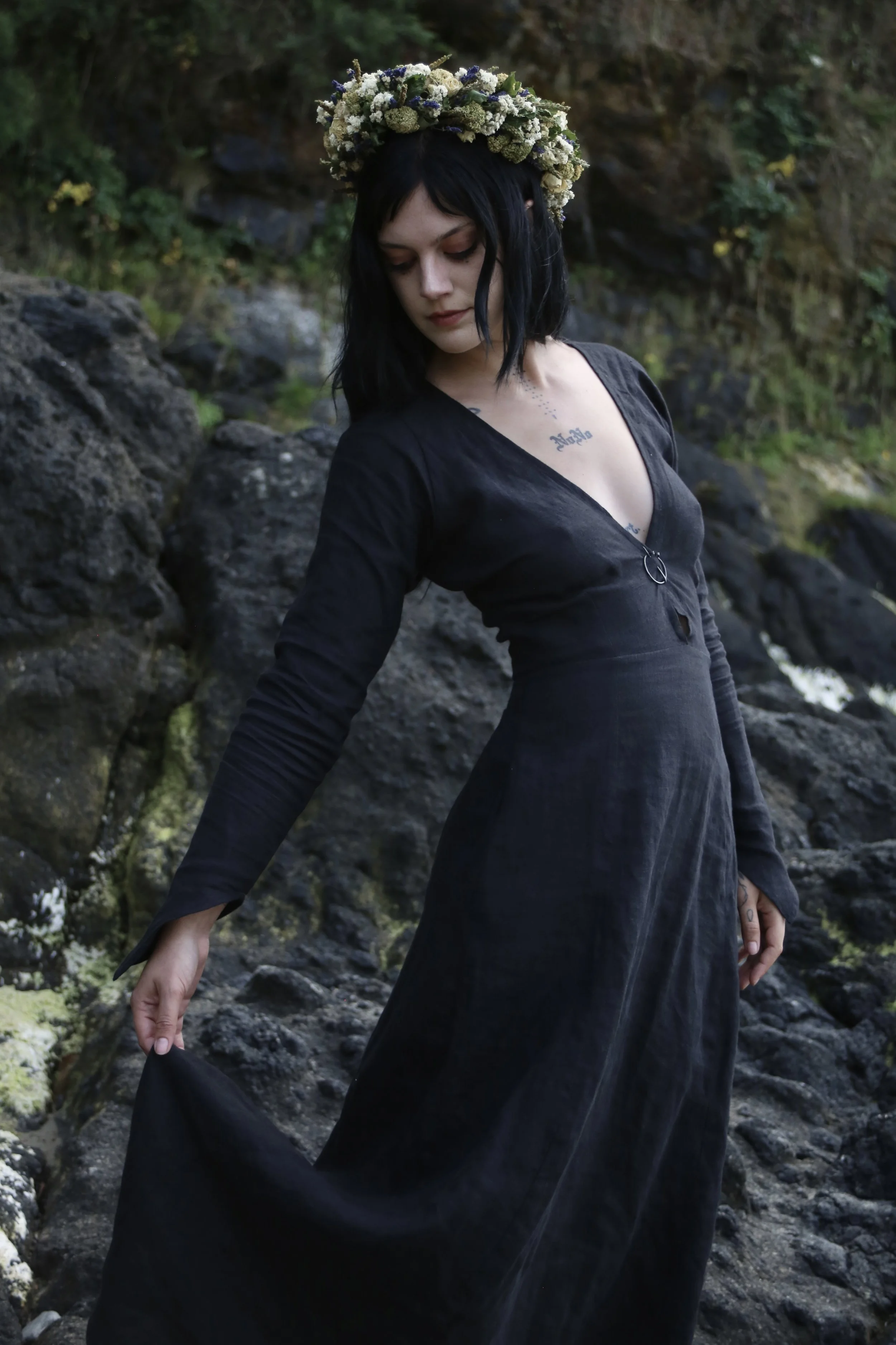 Oceanid Dress-Black