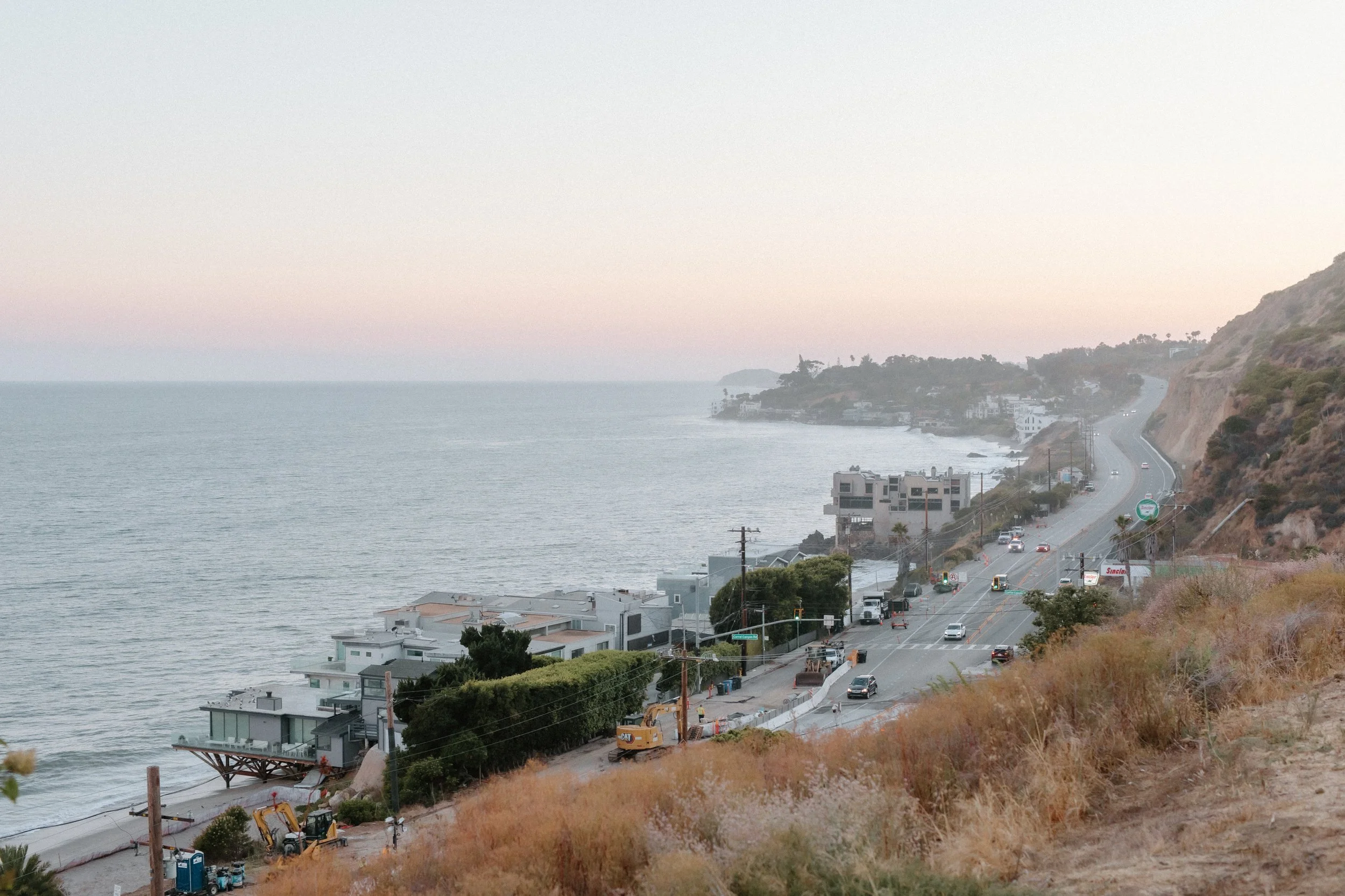 North bound on PCH in Malibu at sunset