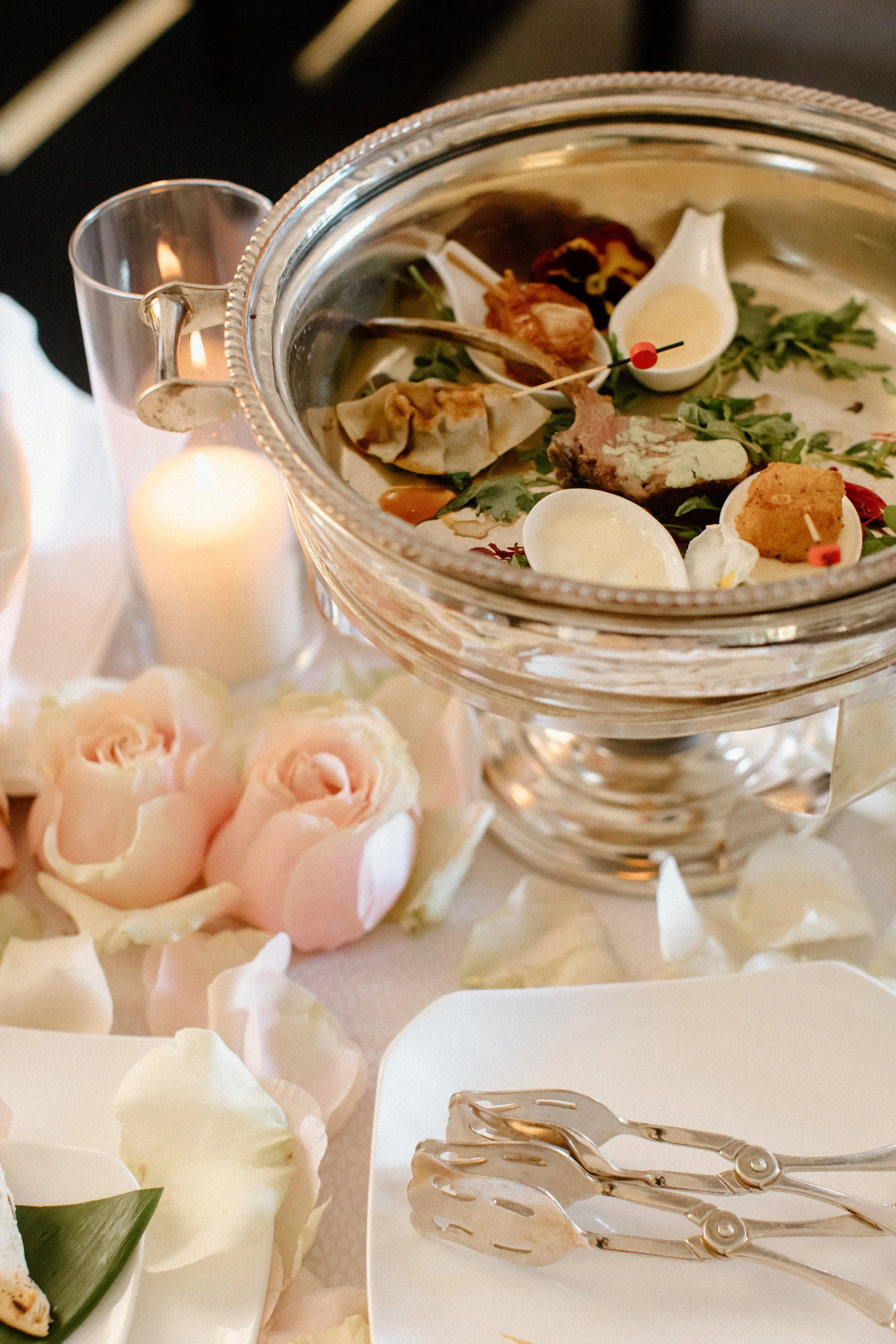 Appetizers in the wedding suite in between the ceremony and reception