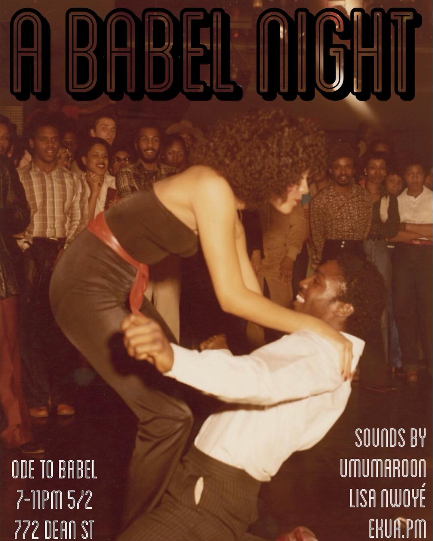 Special night at @odetobabel excited to share I&rsquo;ll be DJing tonight May 2. We are bringing pure Afrobeats/Alt&eacute;/Amapiano/Afro-Pop/Afro-House vibes. Going from 7-11pm with sounds by @umumaroon , @ekua.pm , &amp; yours truly 💁🏾&zwj;♀️🎧💃