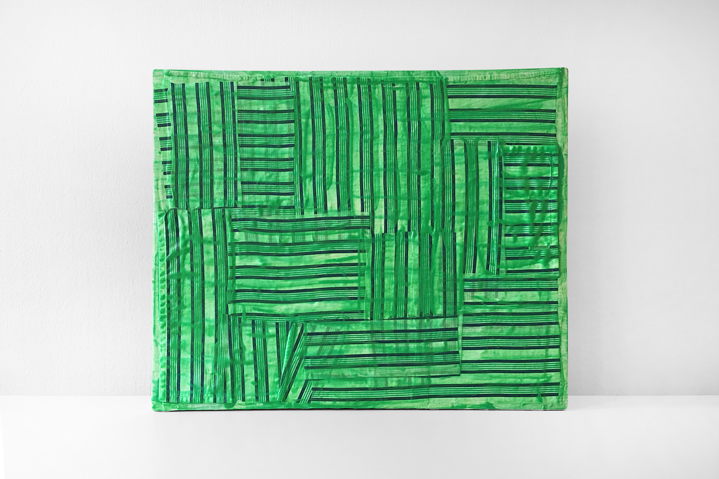  Turnbull Green, 2015 mixed media on fabric 33x40 cm / 13x16 in  EAF105     