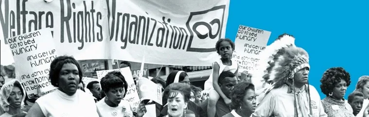 The National Welfare Rights Organization marching to end hunger as part of the Poor People’s Campaign, 1968. Jack Rottier photograph collection, George Mason University Libraries.