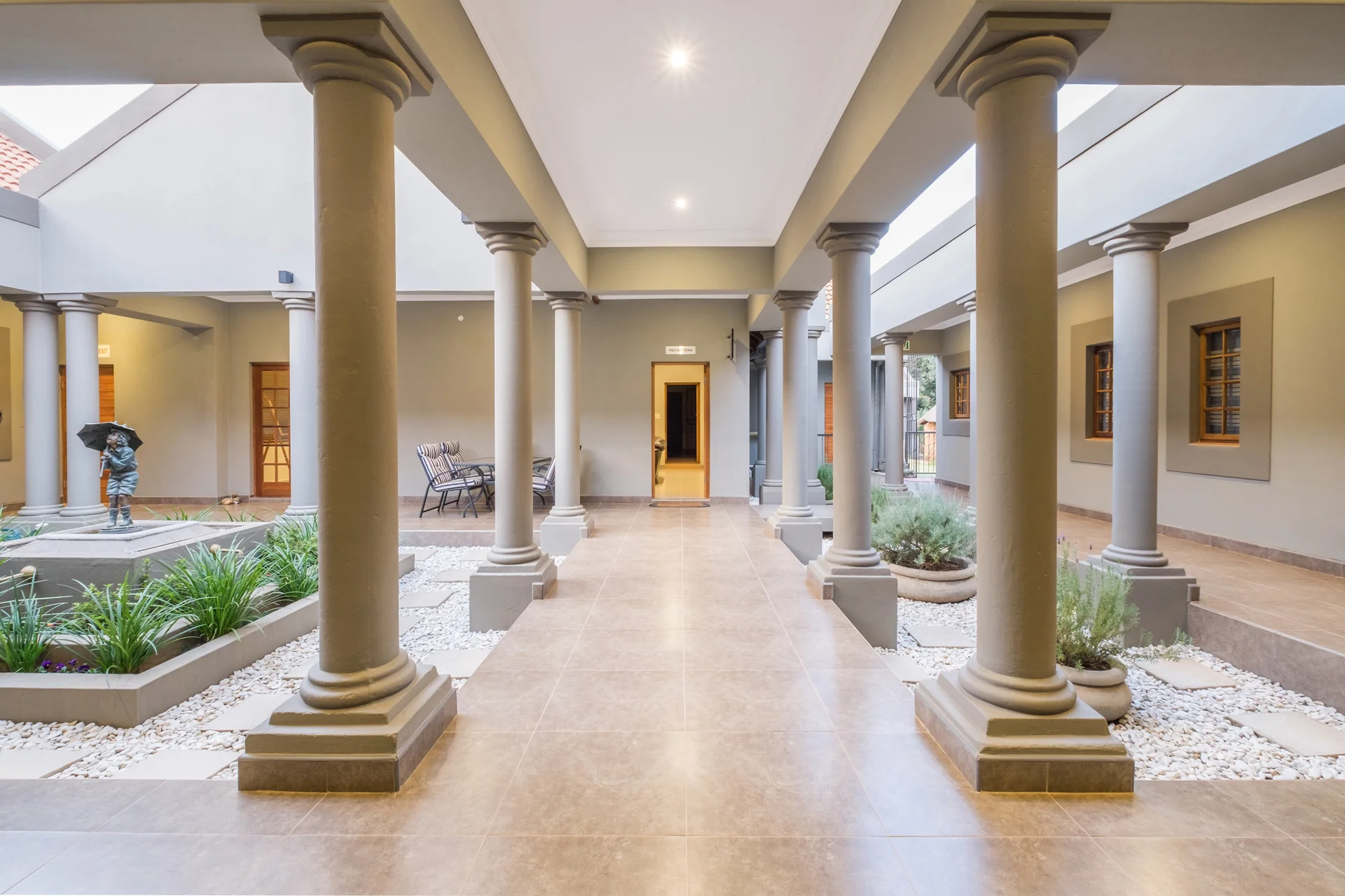 All rooms and the reception area lead on to the patio area where the undercover verandas provide convenient protection in all weather conditions