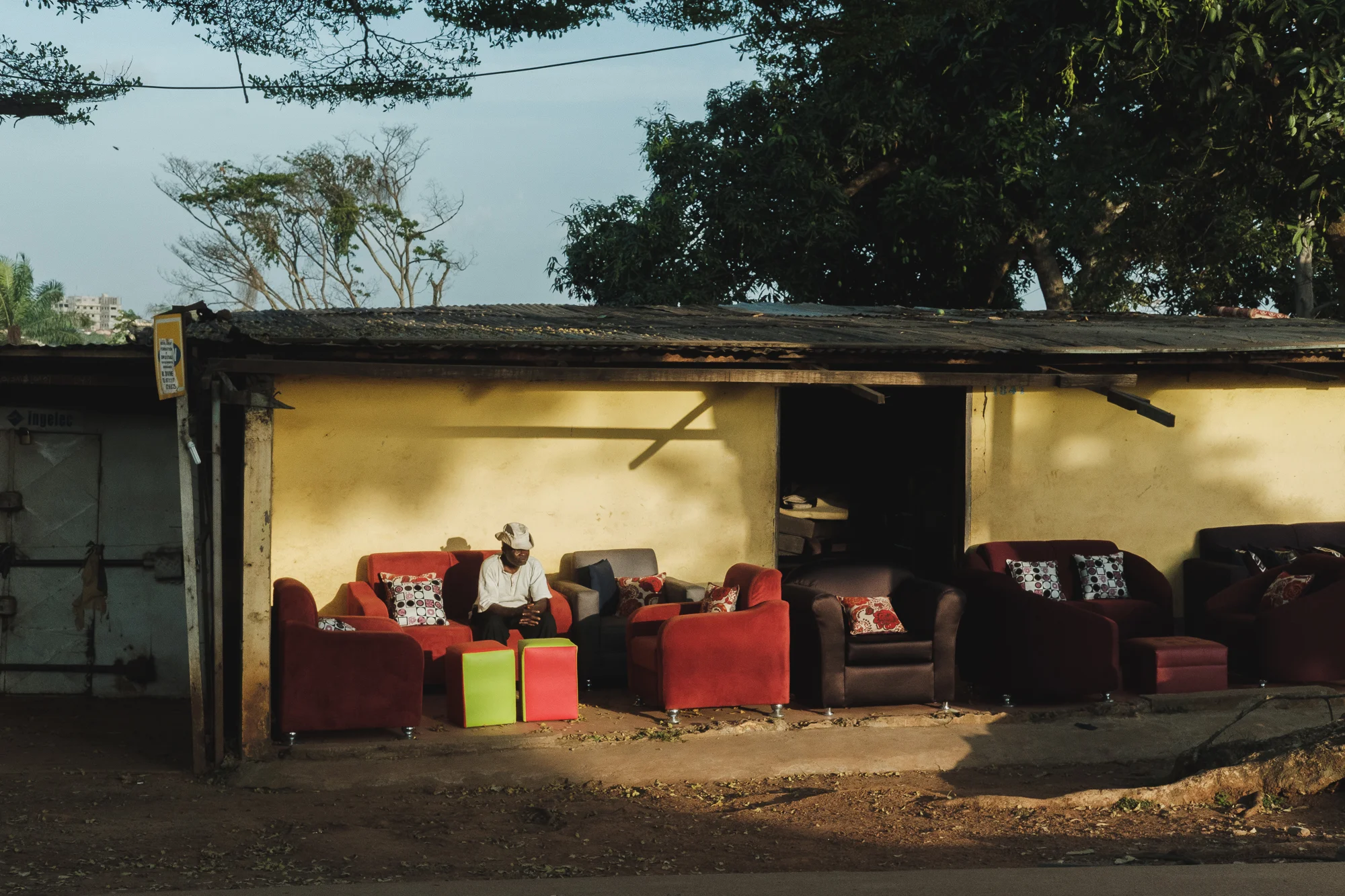 Furniture salesman in the glorious evening sunset.