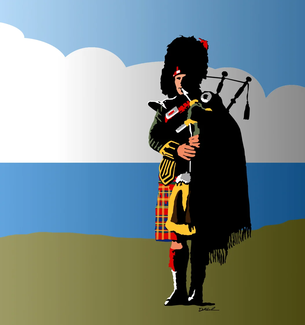 Graphic Illustration of Scottish Piper