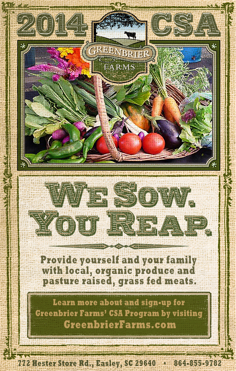 Greenbrier Farms 2014 CSA Program Poster