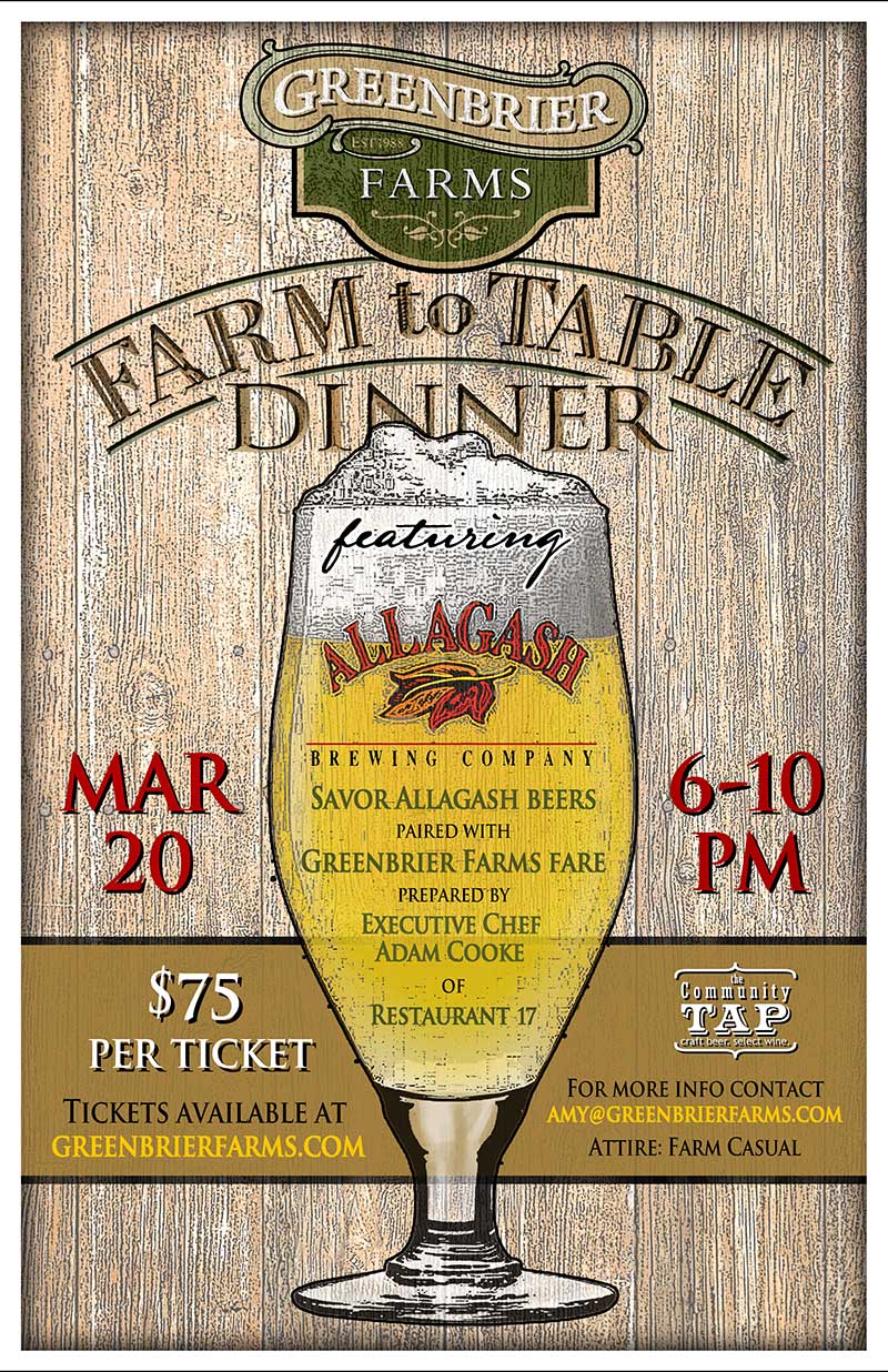 Greenbrier Farms/Allagash Brewing Farm To Table Dinner Poster