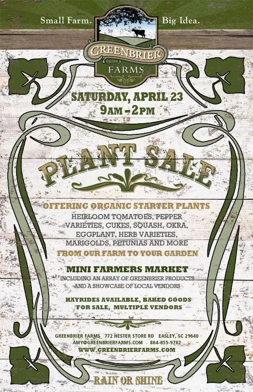 Greenbrier Farms First Annual Plant Sale Poster
