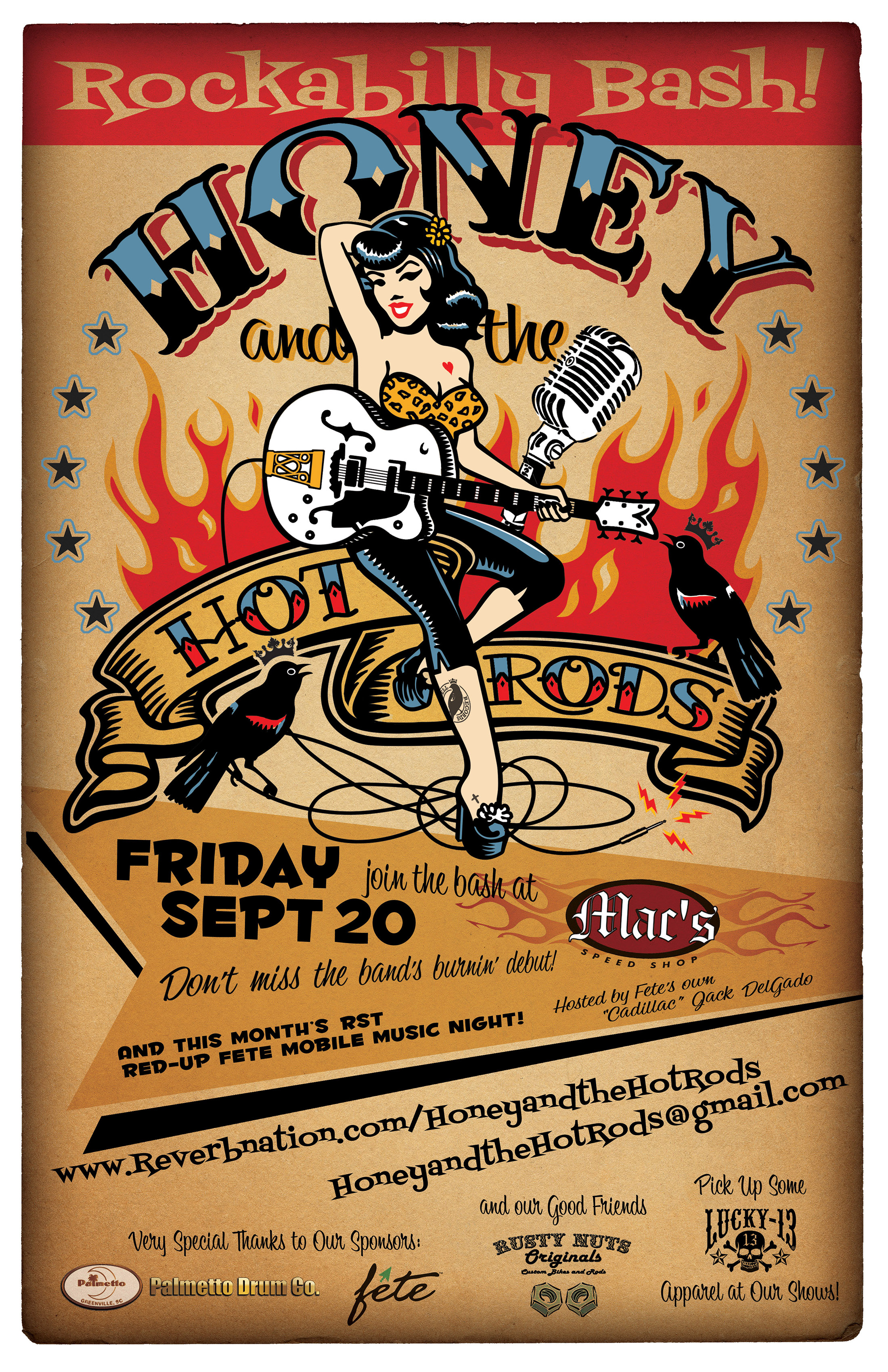 Honey and the Hot Rods Debut Gig Poster