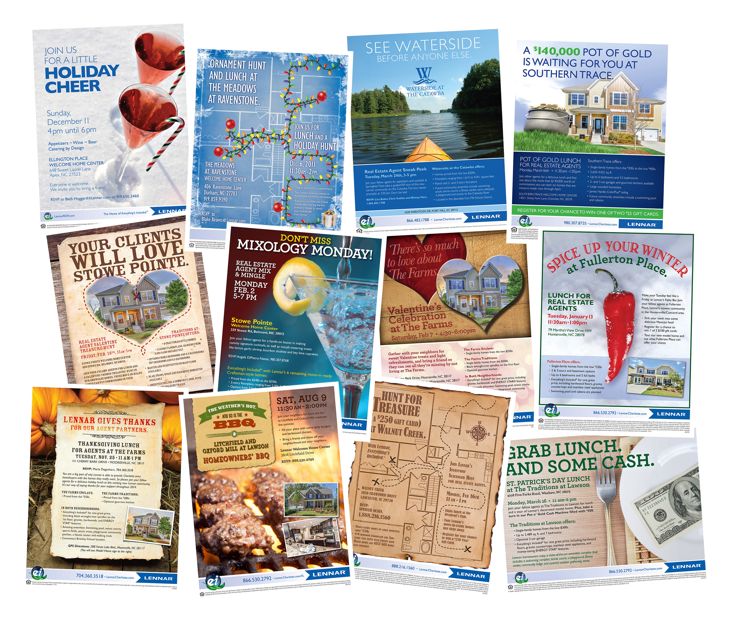 Various Event Flyers for Lennar Homes