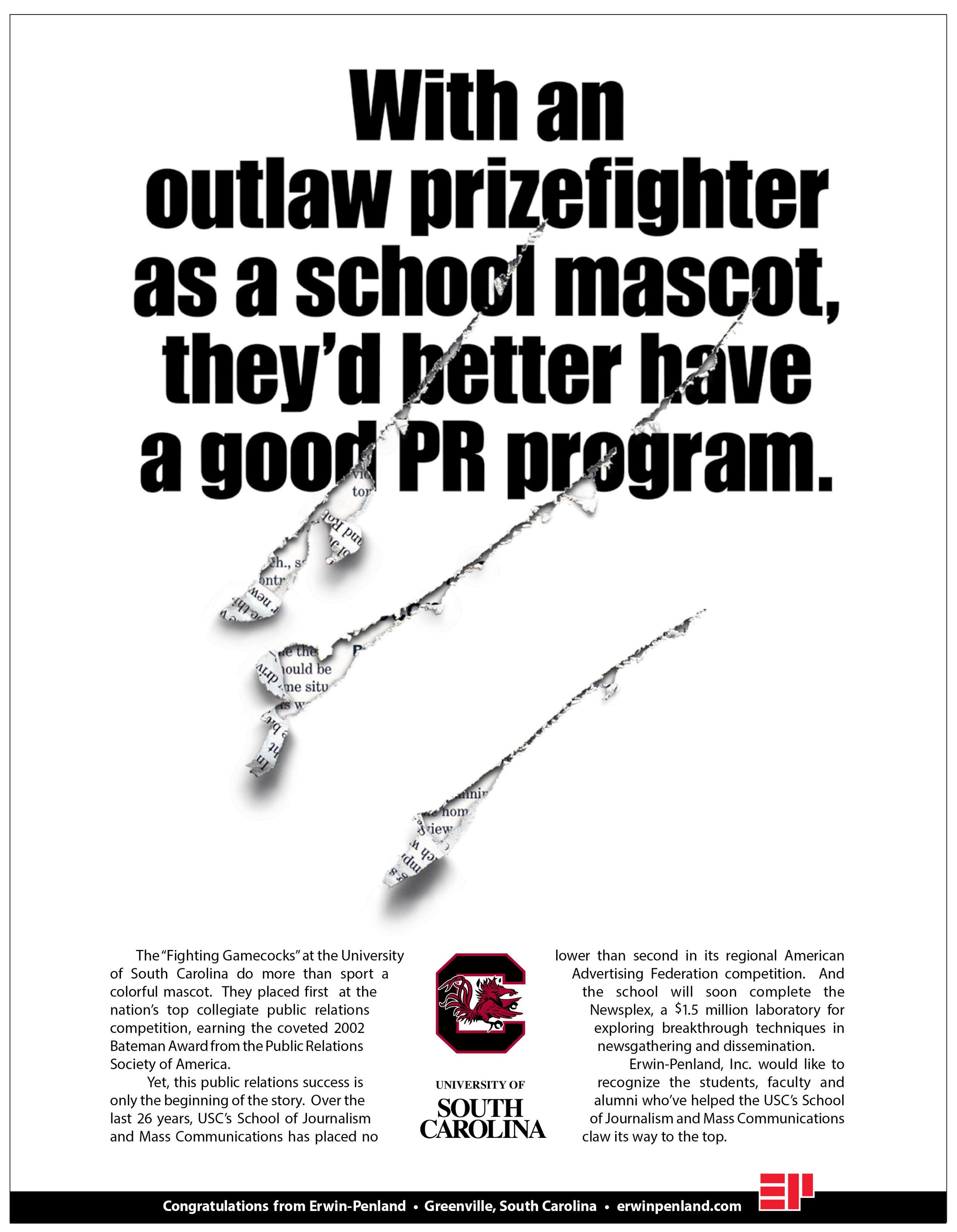 University of South Carolina PR Congratulatory Ad