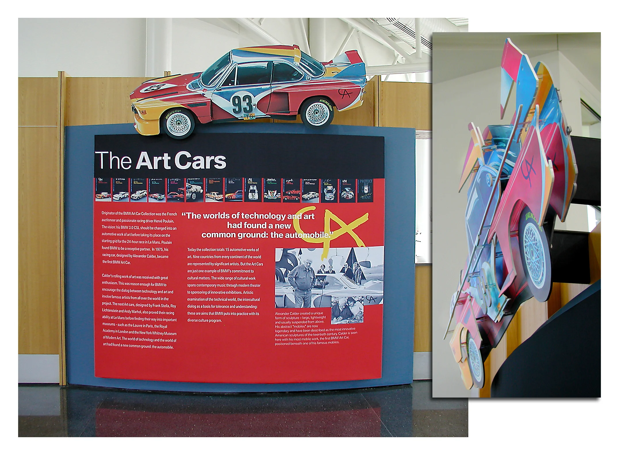 Art Cars Display at the BMW Zentrum Visitors Center Featured a 3-D layered art car image which "visually shifted" as viewers moved through the facility.