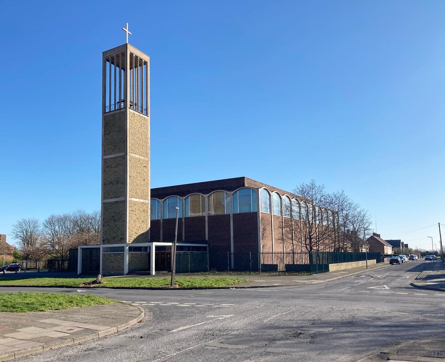 St Ambrose RC Church, Speke. Built between 1959 and 1961, it was designed by Alfred Bullen of Weightman and Bullen, with assistance from Jerzy Faczyński.