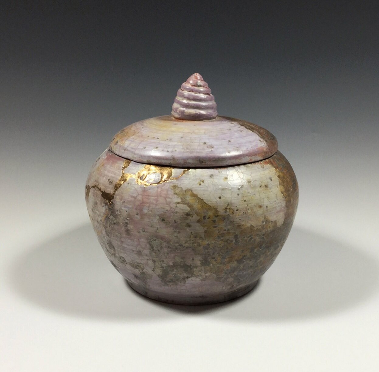 Nyx Departing (saggar-fired raku with kintsugi)
