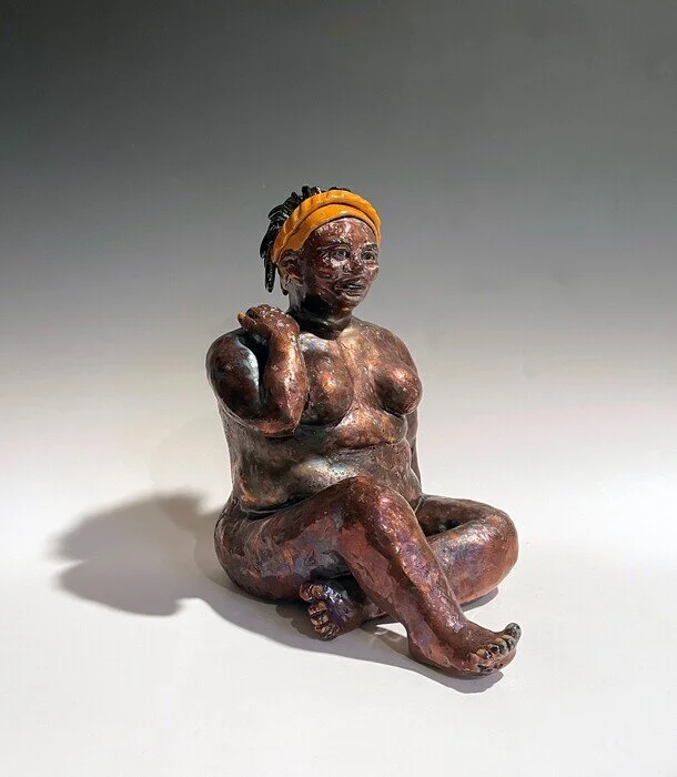 Strong For Way Too Long: repose (raku, white stoneware)