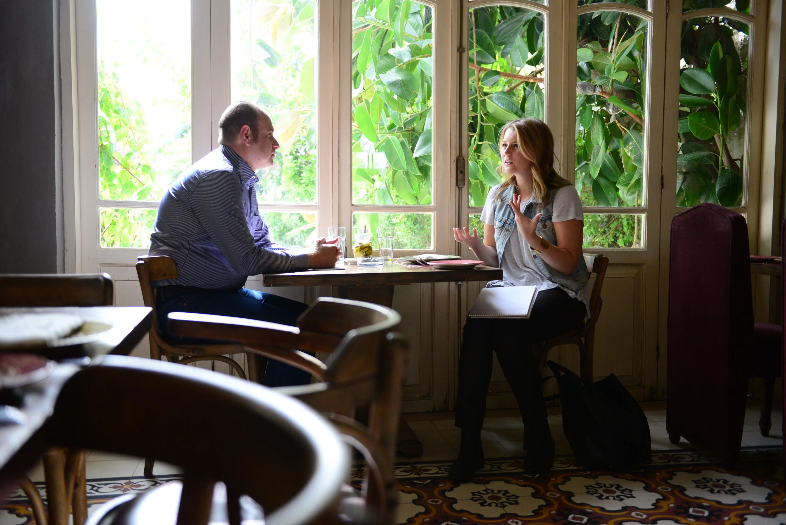 Here I am interviewing the general manger of Sufra, my all-time favorite restaurant in Amman. Sufra is in a beautiful old Armenian villa on one of the most famous streets in Amman.