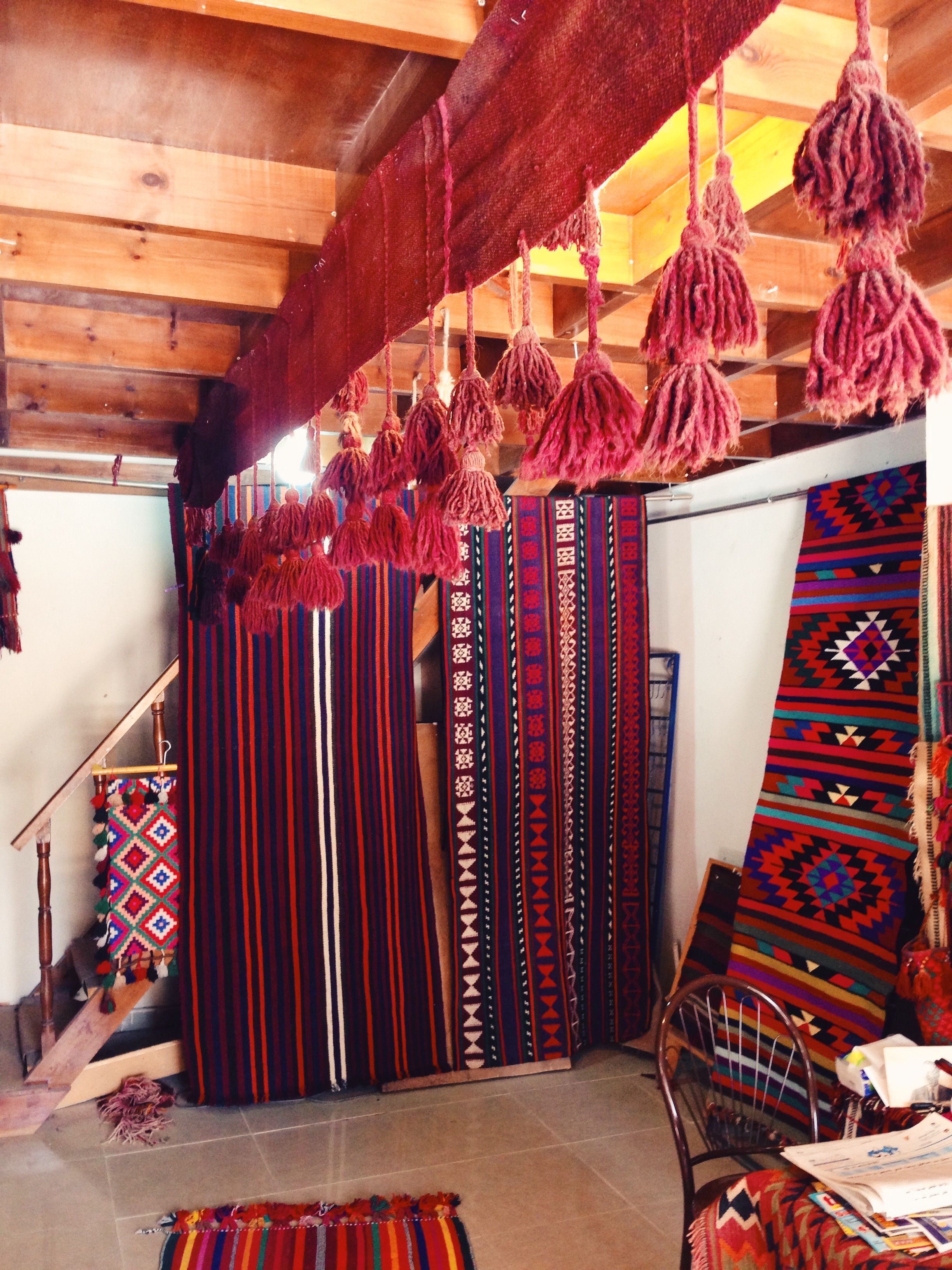 This is the interior of one of the best rug shops in Madaba, a small town about 30 minutes from Amman. The owner is the sweetest old man, who really cares about the quality of his products, as well as paying fair prices to the Bedouin weavers who make the rugs.
