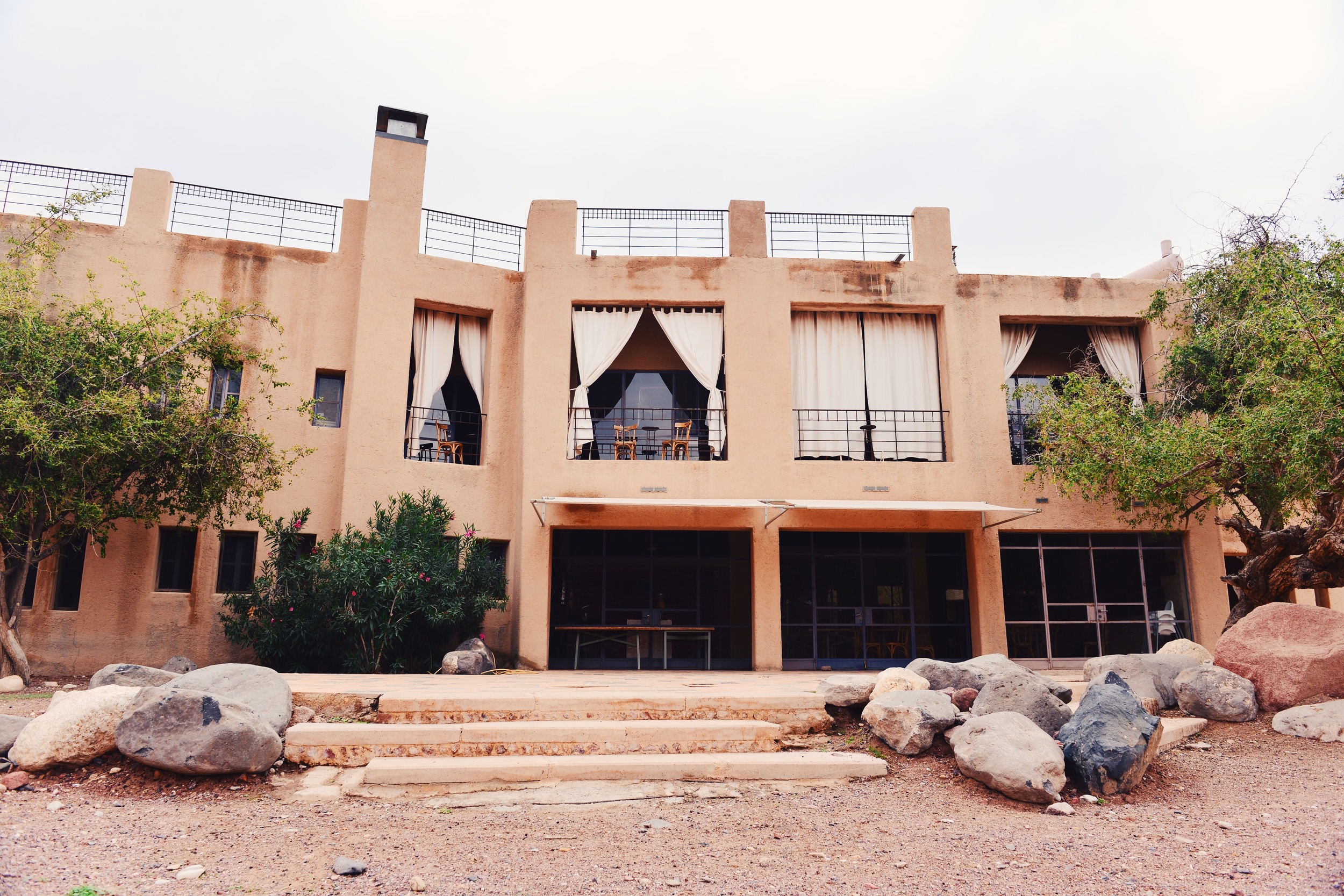 Side view of the main building at Feynan Ecolodge.