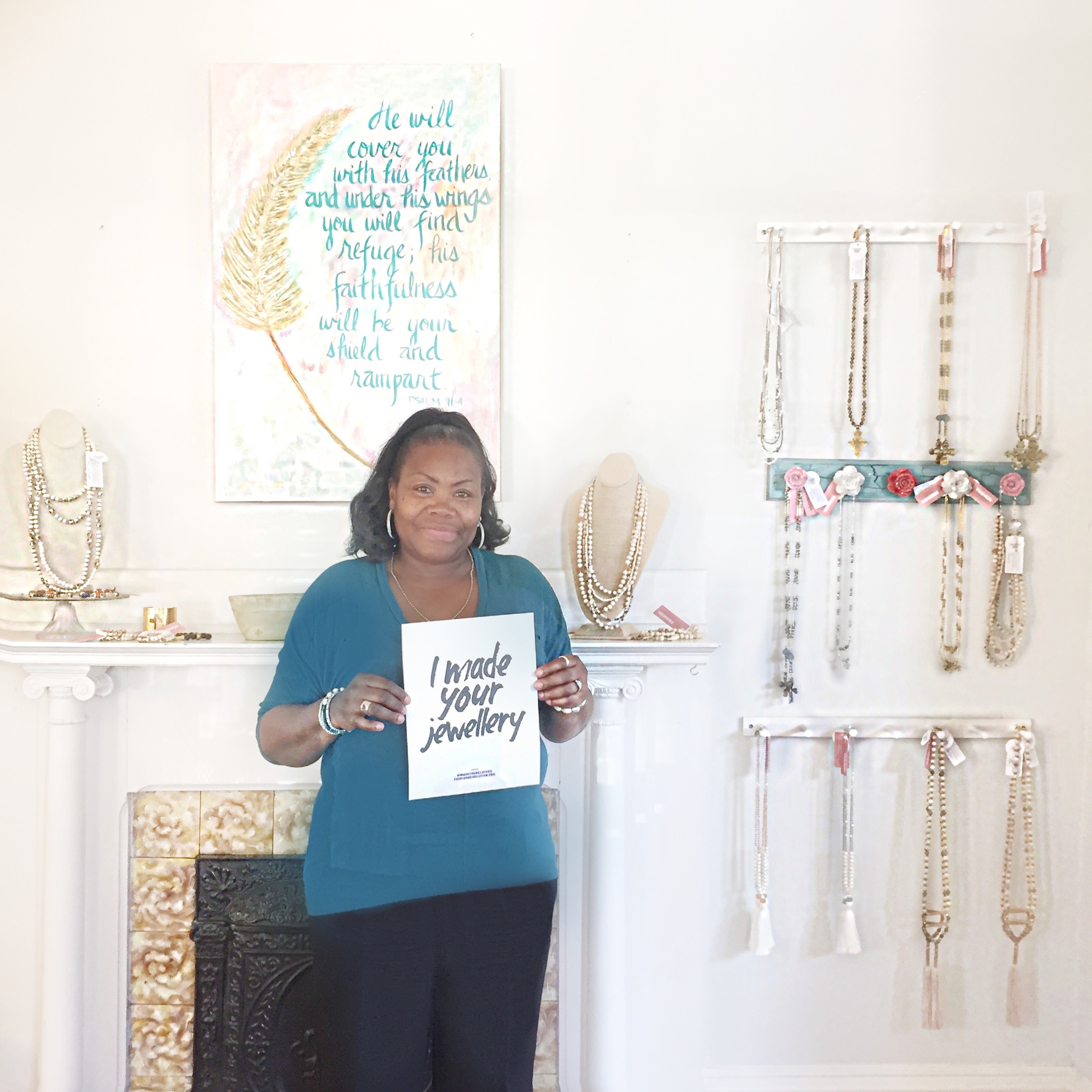 Local artisan partner in North Carolina makes jewelry with ethically sourced beads from around the world (Fashion and Compassion).
