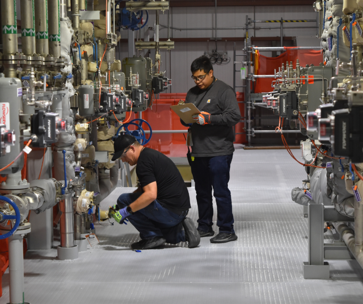  Workers observed and monitored equipment in the Waste Treatment and Immobilization Plant during commissioning of a transfer line for wastewater. 