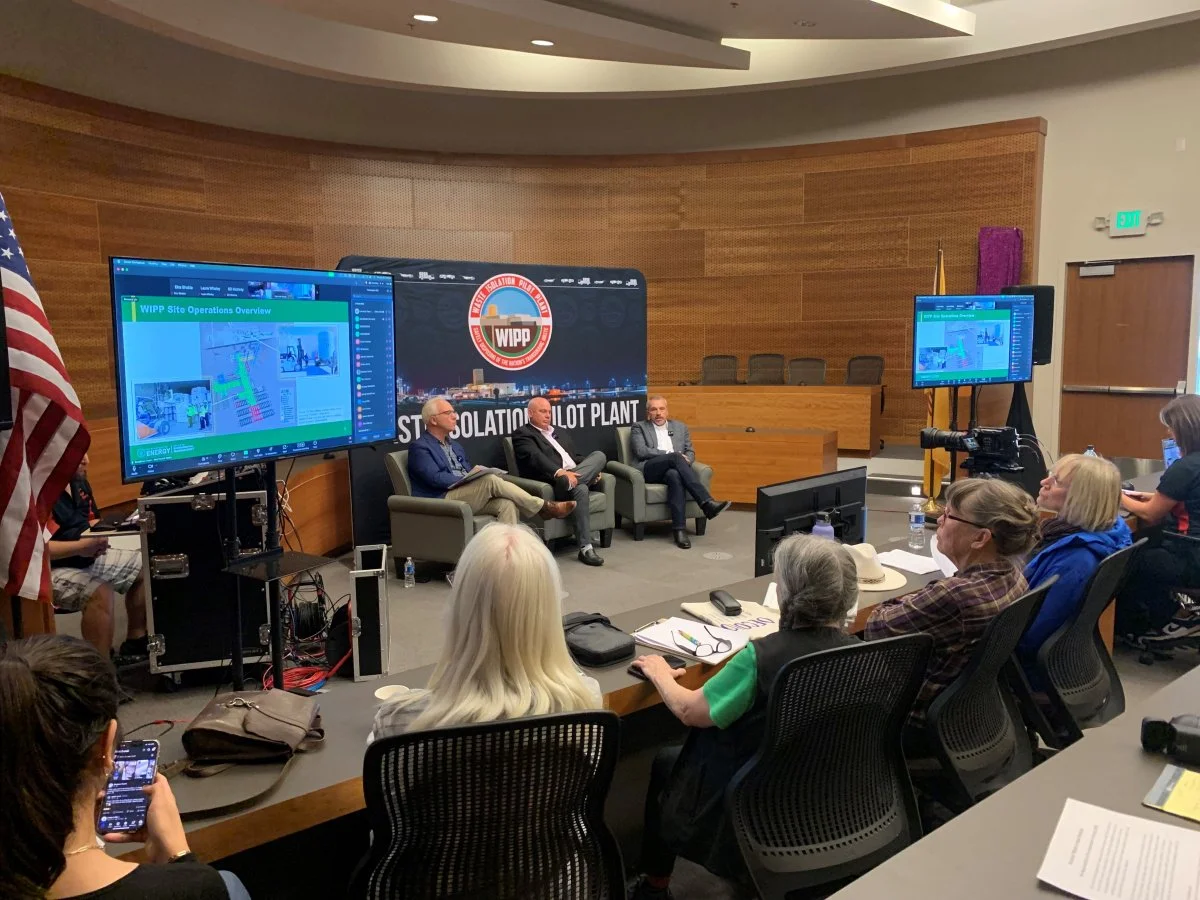  The Waste Isolation Pilot Plant team holds a community forum with participants joining in person and virtually. WIPP periodically holds community forums throughout New Mexico to increase the public’s engagement and understanding of WIPP’s New Mexico