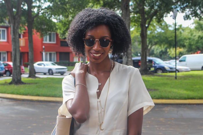 Add a blouse to the ensemble.