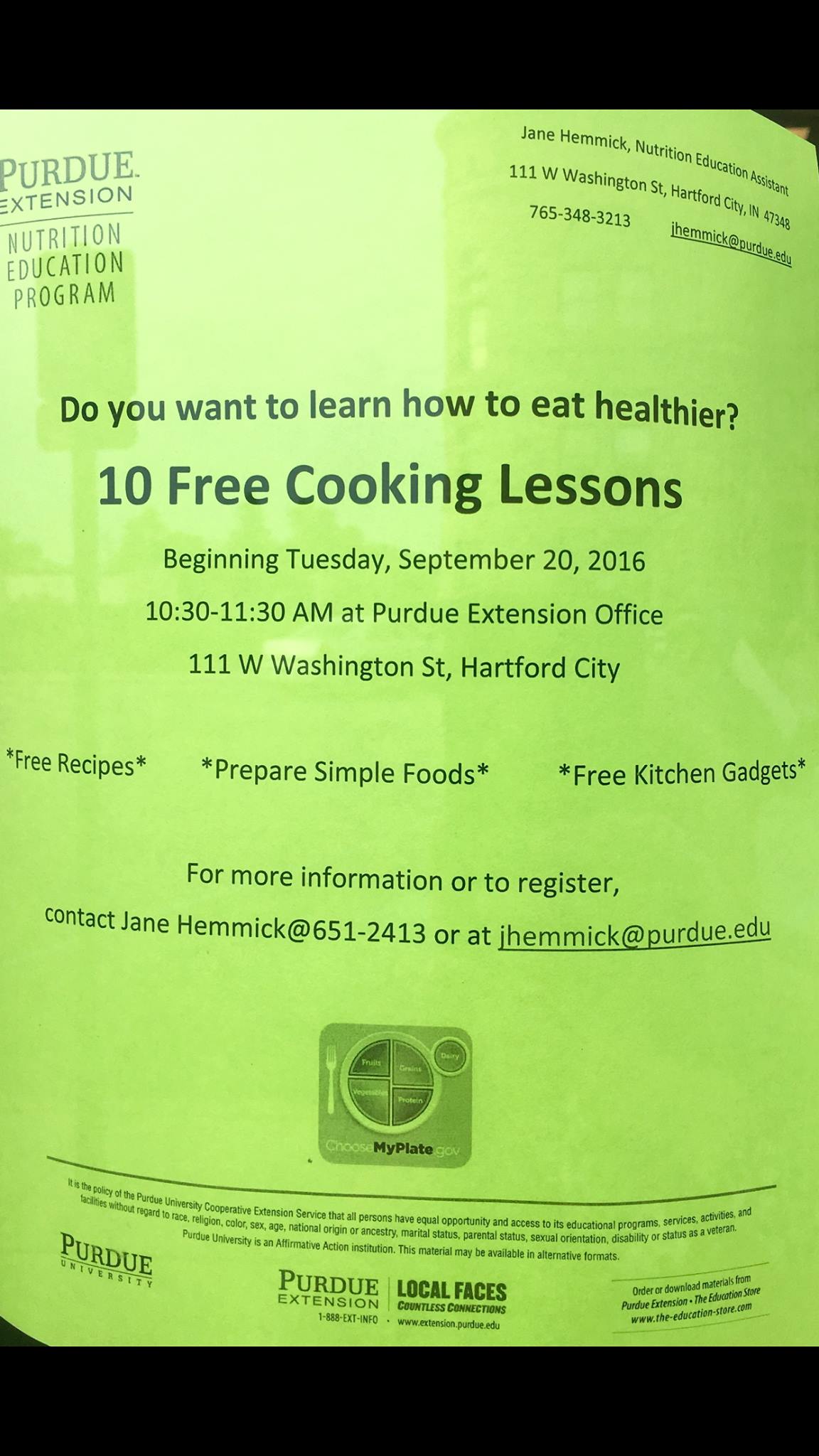10 Free Cooking Lessons Poster