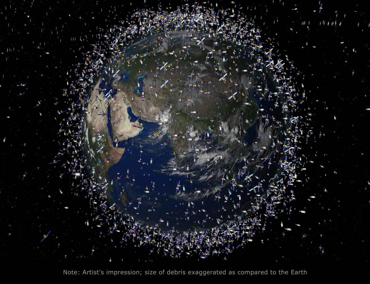 An artist's impression of space debris in low-Earth orbit. ESA