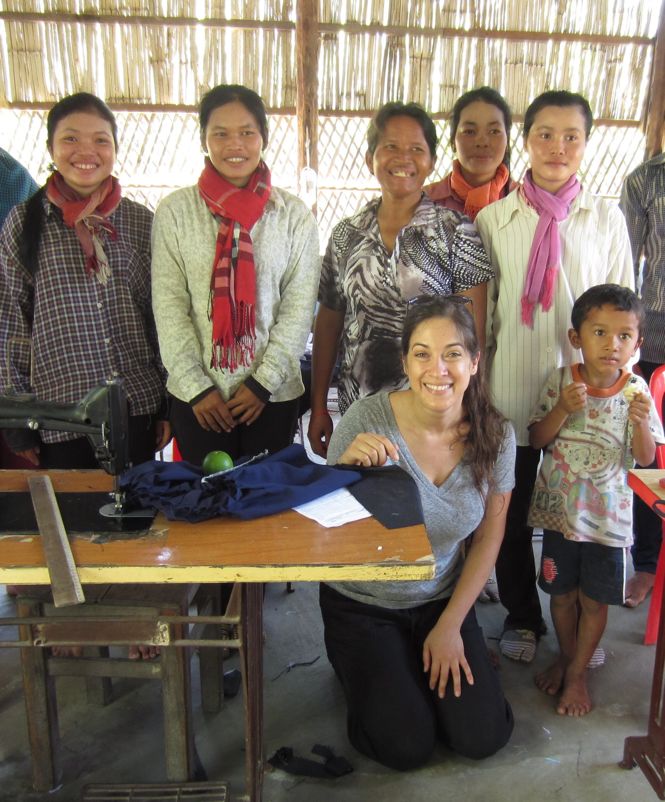 Photo of: Roni Sivan with Cambodian Seamstresses