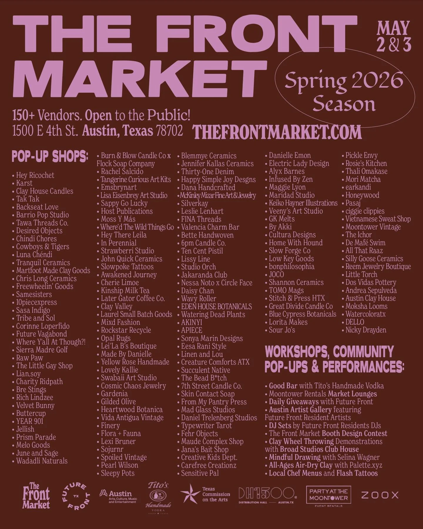 IT&rsquo;S MARKET SEASON 💐 @thefront.market is less than three weeks away&mdash;and the full lineup is here.

★ One of the largest and longest-running art markets &amp; craft fairs in Central Texas
★ 150+ artists, makers, craftspeople and small busi