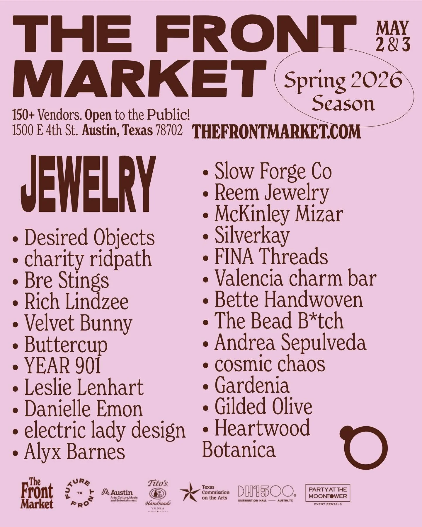 Less than 2 weeks away! 🥵 From upcycled fashion to glass-blowers and jewelry welders, our stellar lineup is glimmering like the sun.

Plan your visit and meet all 150+ Austin- and Texas-based exhibitors popping up with us next weekend at thefrontmar
