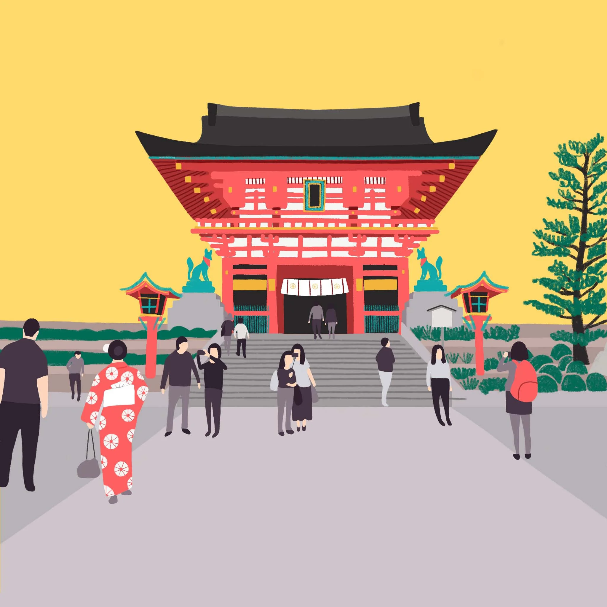 Traveling iPad drawing series: Kyoto, Japan